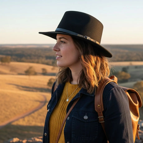 Jacaru 1849 Wool Traveller Hat - Black (100% Australian Wool Crushable Fedora)