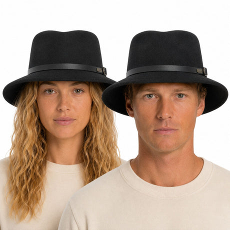 Jacaru 1849 Wool Traveller Hat - Black (100% Australian Wool Crushable Fedora)