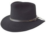 Jacaru 1849 Wool Traveller Hat - Black (100% Australian Wool Crushable Fedora)