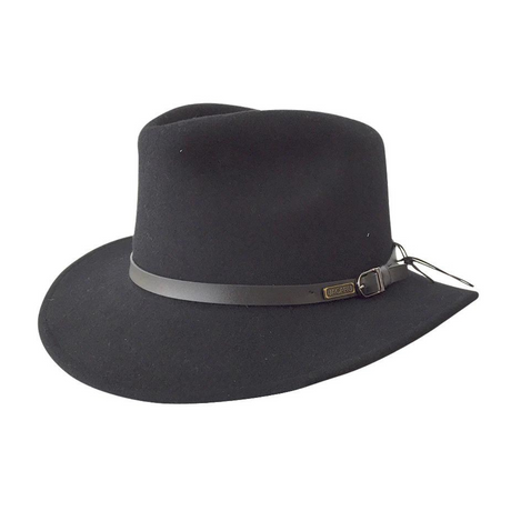 JACARU Australian Wool Hat Trilby Fedora 100% WOOL Crushable Travel Genuine 1849 - Black