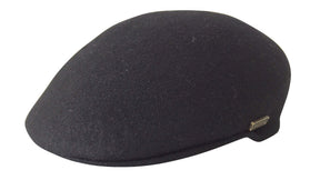 JACARU 100% Wool 1850 Felt Ivy Hat  - Australian Waterproof Drivers Flat - Black