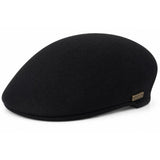 Aston 1850 Ivy Hat 100% Wool Felt Flat Cap Waterproof Driver Hat - Black