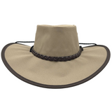 JACARU Full Canvas Parks Explorer Sun Hat - Beige (Water Resistant & Wide Brim Work Toggle)