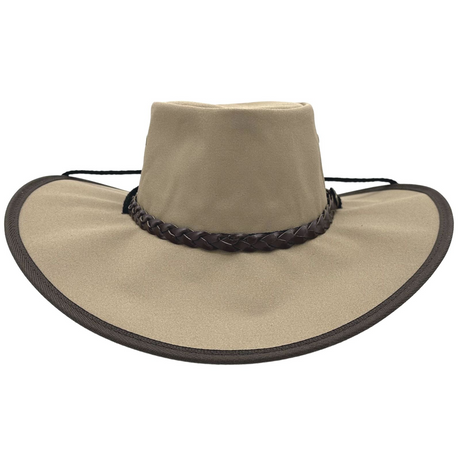 JACARU Full Canvas Parks Explorer Sun Hat - Beige (Water Resistant & Wide Brim Work Toggle)