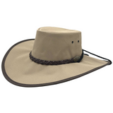 JACARU Full Canvas Parks Explorer Sun Hat - Beige (Water Resistant & Wide Brim Work Toggle)