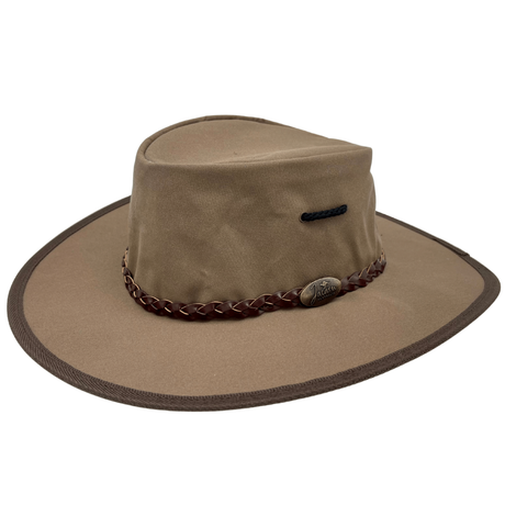 JACARU Full Canvas Parks Explorer Sun Hat Water Resistant Wide Brim Work Toggle - Khaki