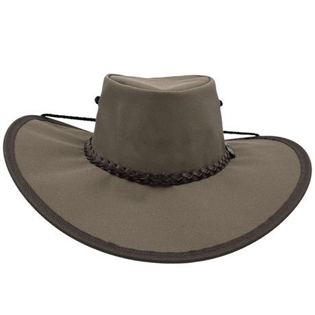 JACARU Full Canvas Parks Explorer Sun Hat - Brown (Water Resistant & Wide Brim Work Toggle)