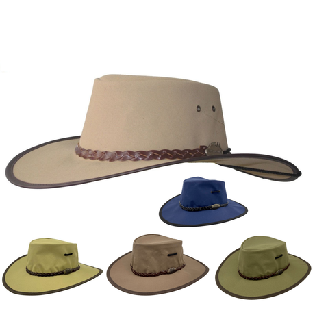 JACARU Full Canvas Parks Explorer Sun Hat Water Resistant Wide Brim Work Toggle - Beige