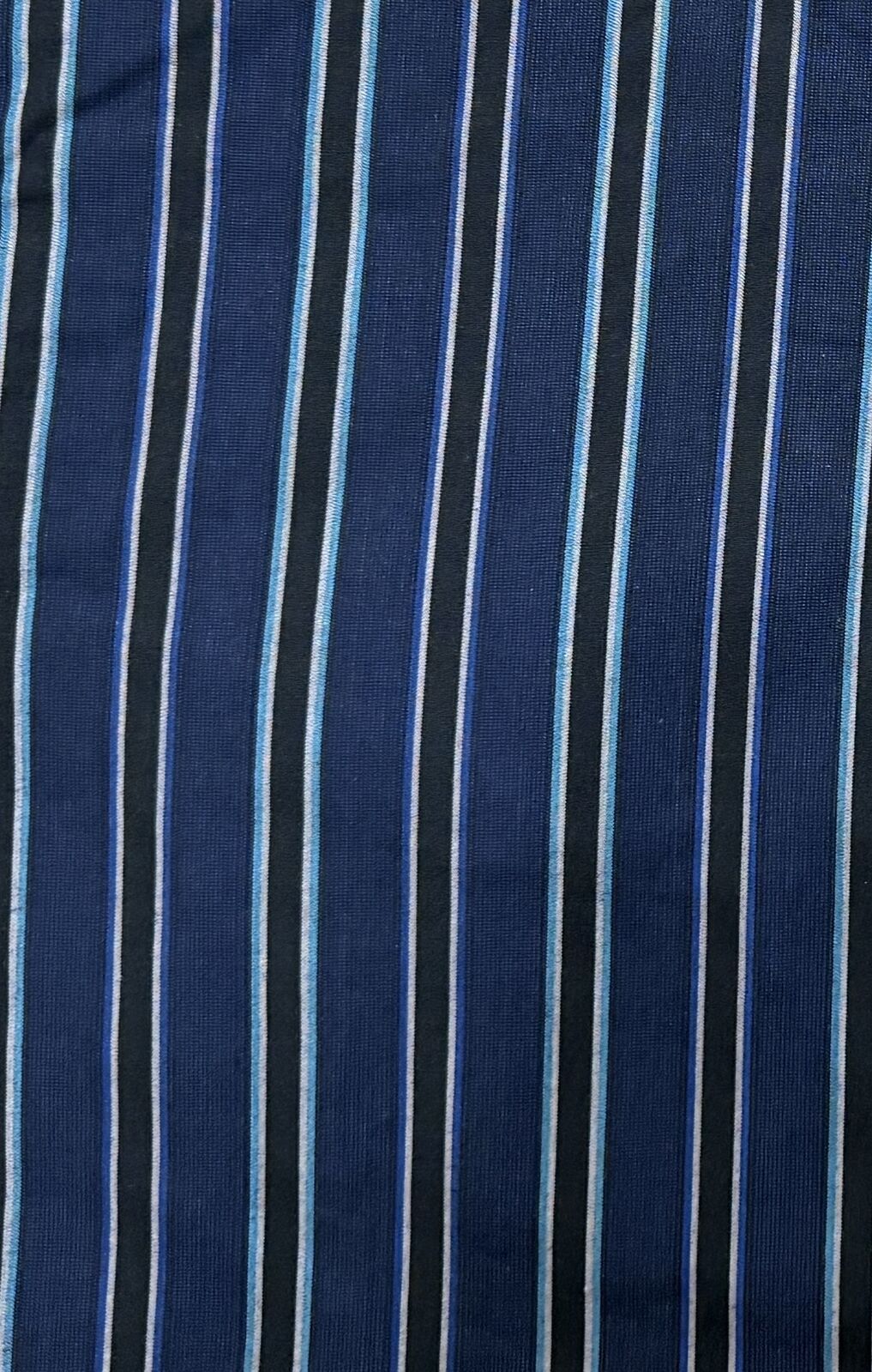 Mens 100% Cotton Button Up Short Sleeve Shirt in Navy Stripe