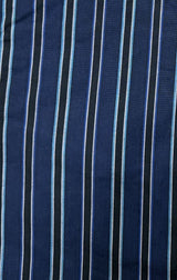 Mens 100% Cotton Button Up Short Sleeve Shirt in Navy Stripe