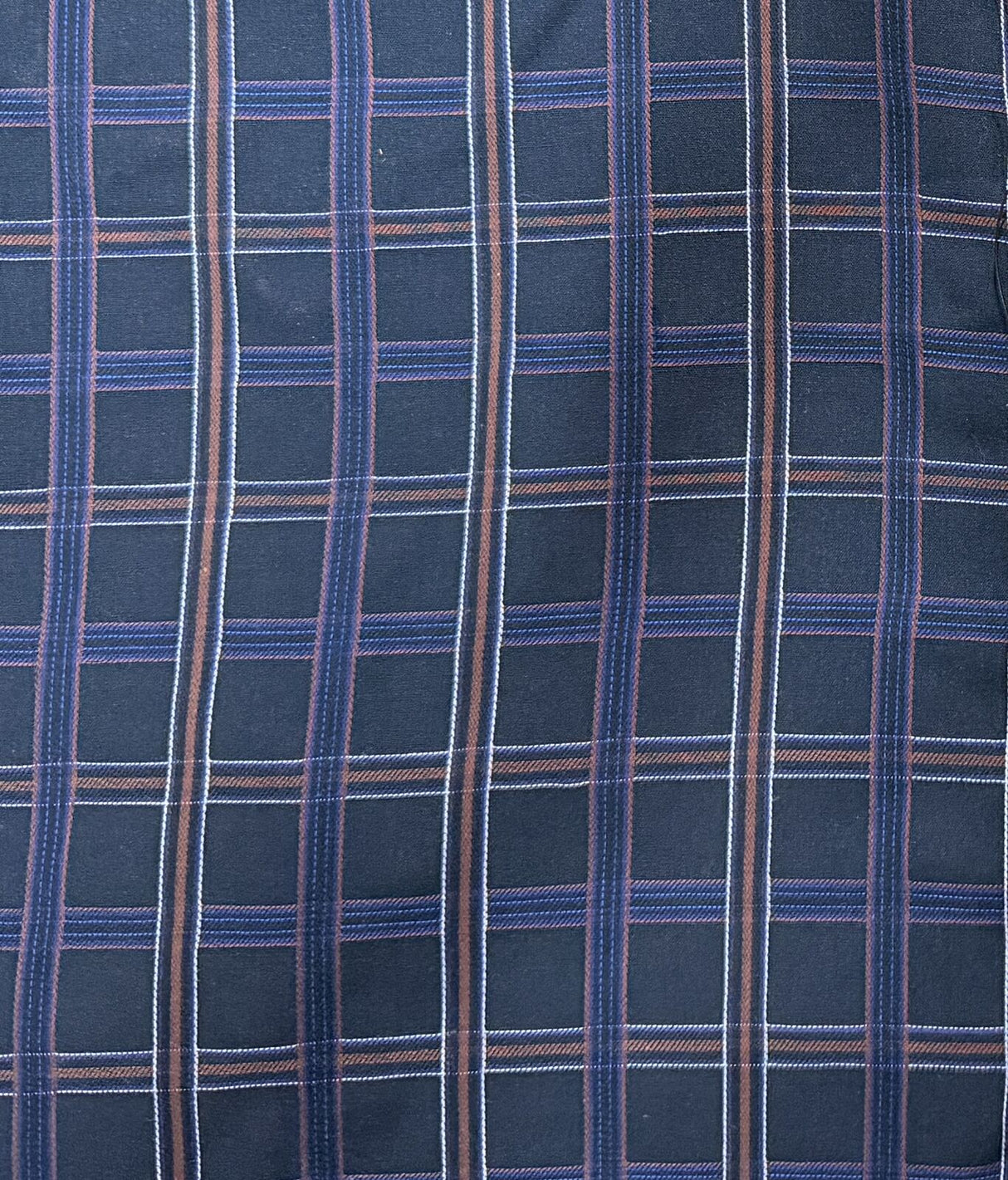 Mens 100% Cotton Button Up Short Sleeve Shirt in Navy Check