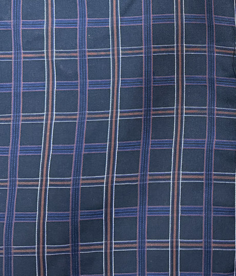 Mens 100% Cotton Button Up Short Sleeve Shirt in Navy Check