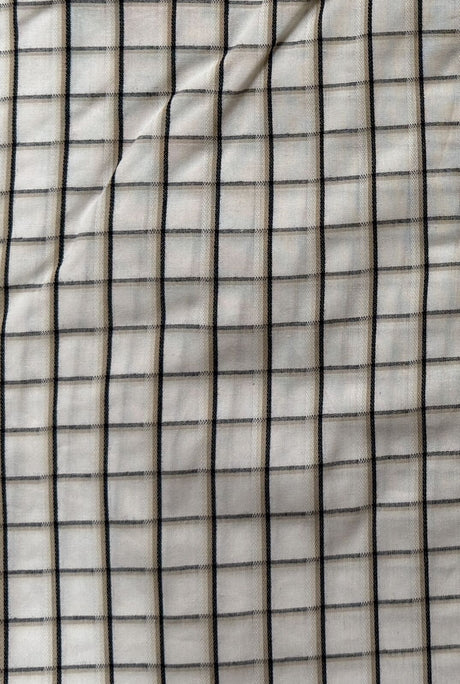 Mens 100% Cotton Button Up Short Sleeve Shirt in White Check