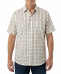 Mens 100% Cotton Button Up Short Sleeve Shirt in White Check