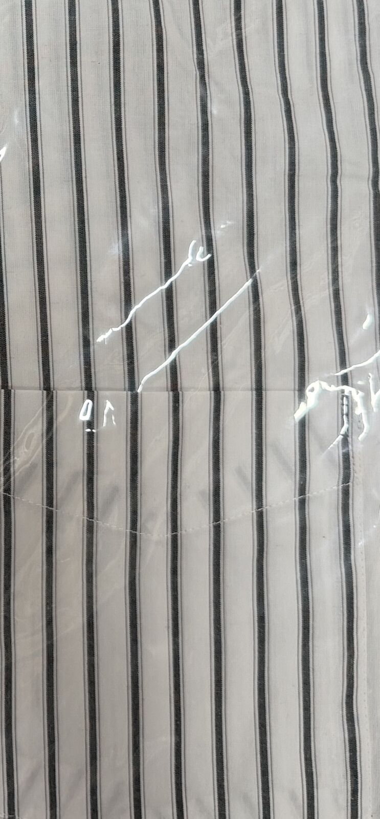 Mens 100% Cotton Button Up Short Sleeve Shirt in White with Grey Stripe