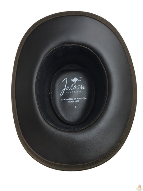 Jacaru 1007 Wallaroo Suede Leather Outback Wide Brim Hat - Brown