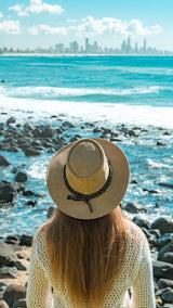 Jacaru 1007 Wallaroo Suede Leather Outback Wide Brim Hat - Sand