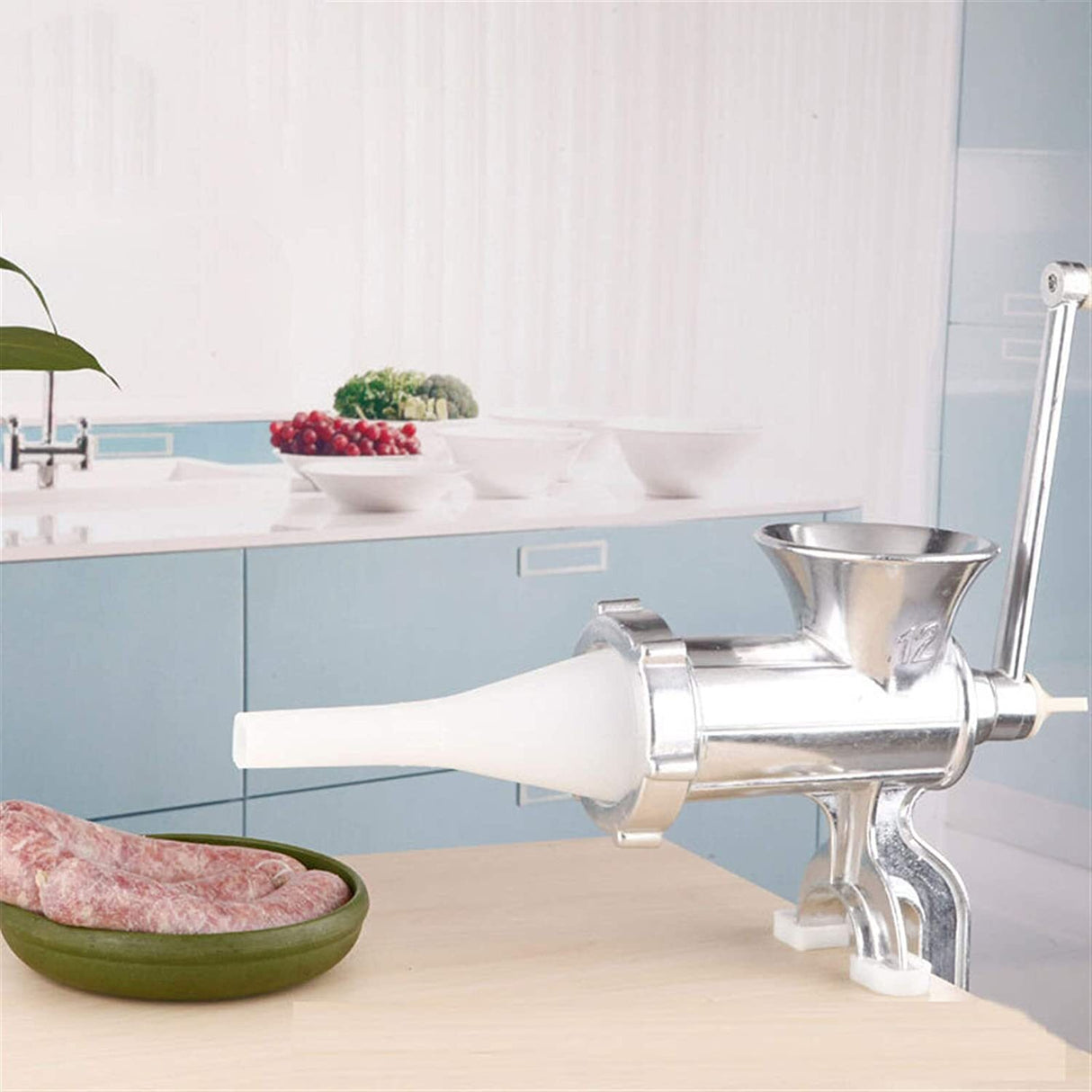 Mincer Meat Grinder Multi Function Manual Aluminum Alloy in Silver