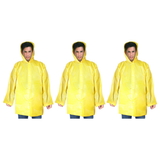 3x Adult Hooded Yellow Poncho Raincoat - Emergency Waterproof Jacket (Bulk Pack)