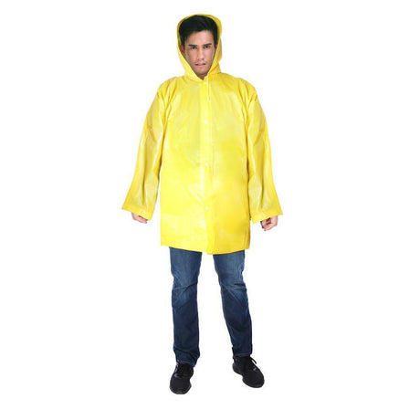 3x Adult Hooded Yellow Poncho Raincoat - Emergency Waterproof Jacket (Bulk Pack)