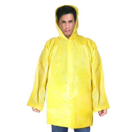 3x Adult Hooded Yellow Poncho Raincoat - Emergency Waterproof Jacket (Bulk Pack)