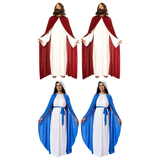 Jesus & Mary Group Costume Set - 2x Jesus Holy Robe + 2x Virgin Mary (Nativity, Halloween & Fancy Dress)