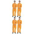 4x Adult Orange Prisoner Costume Bulk Pack - Long Sleeve Jail Convict (Halloween & Fancy Dress)