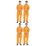 4x Adult Orange Prisoner Costume Bulk Pack - Long Sleeve Jail Convict (Halloween & Fancy Dress)