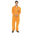 Adult Prisoner Costume Halloween Jail Convict Adult Outfit Orange Long Sleeve - S/M (Heights 165cm-175cm)