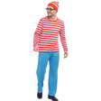 Mens Red & White Stripe COSTUME FULL SET Party Hat Shirt Top Pants Book Week Halloween