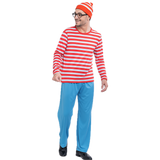 Mens Red & White Stripe Costume Full Set - Hat, Shirt & Pants (Book Week & Halloween Fancy Dress)