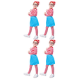 4x Girls Red & White Stripe Costume Full Set Bulk Pack - Hat, Shirt & Pants (Kids Book Week & Halloween Fancy Dress)