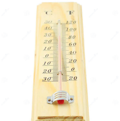 27cm WOODEN THERMOMETER Indoor Outdoor Glass Wall Hanging Room Sensor Jumbo - Light Wood