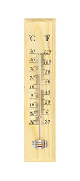27cm WOODEN THERMOMETER Indoor Outdoor Glass Wall Hanging Room Sensor Jumbo - Light Wood