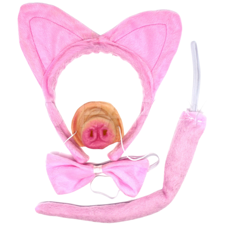 4pcs Piggy Animal Costume Set - Headband, Bow Tie & Nose (Halloween & Party)