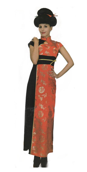 Womens Red Chinese Cheongsam Costume - Traditional Dragon Festival (Halloween & Fancy Dress)
