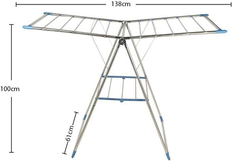 Foldable 2 Tier Stainless Steel Clothes Drying Airing Rack Clothing Horse Stand