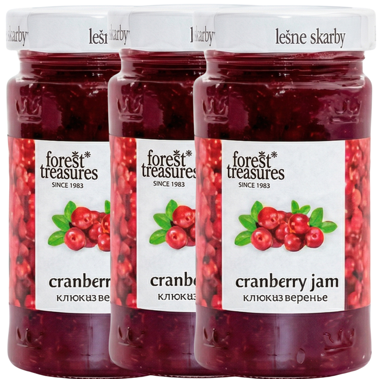 3x 320g Cranberry Jam - Polish Fruit Spread in Glass Jar (Product of Poland)