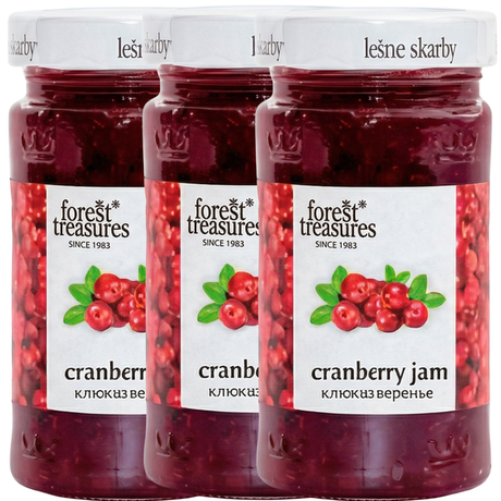 3x 320g Cranberry Jam - Polish Fruit Spread in Glass Jar (Product of Poland)