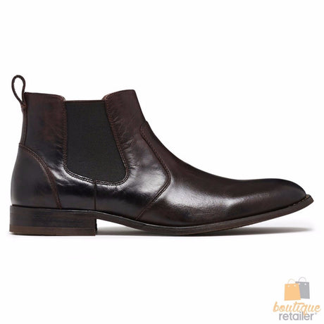 JULIUS MARLOW Harry Leather Boots Mens Slip On Dress Work Chelsea Shoes - Brown Oily - 6.5 UK