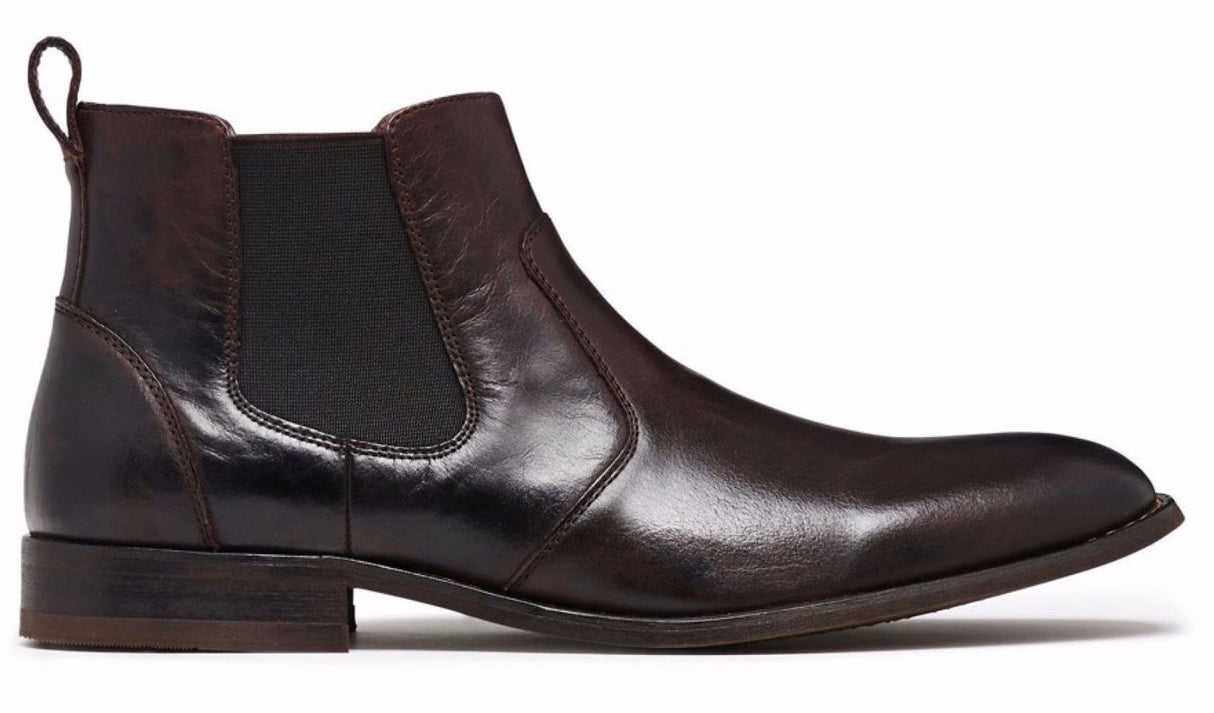 JULIUS MARLOW Harry Leather Boots Mens Slip On Dress Work Chelsea Shoes - Brown Oily - 7.5 UK