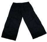 Mens 3/4 Self Stripe CARGO SHORTS Long Pants 100% COTTON  - Black