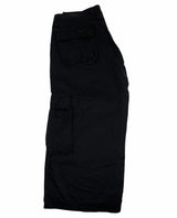 Mens 3/4 Self Stripe CARGO SHORTS Long Pants 100% COTTON  - Black