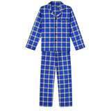 Mens Flannelette Pyjama Set - Blue (100% Cotton Two-Piece Long Sleeve Soft PJs)