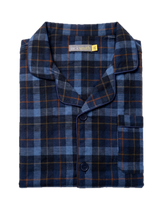 Mens Flannelette Pyjama Set - Navy/Rust (100% Cotton Two-Piece Long Sleeve Soft PJs)