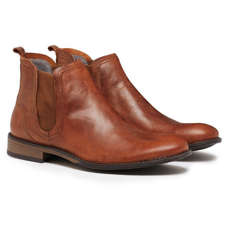 JULIUS MARLOW Abort Leather Boots Slip On Dress Work Formal Casual Shoes Chelsea - Tan