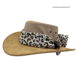 Jacaru 1022 Shady Lady Womens Suede Leather Breeze Hat - Mesh Crown & Chiffon Scarf (Made in Australia)