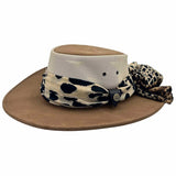 Jacaru 1022 Shady Lady Womens Suede Leather Breeze Hat - Mesh Crown & Chiffon Scarf (Made in Australia)