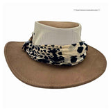 Jacaru 1022 Shady Lady Womens Suede Leather Breeze Hat - Mesh Crown & Chiffon Scarf (Made in Australia)