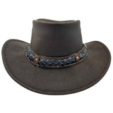 Jacaru 1035 Bush Tucker Oiled Leather Hat - Brown (Water Resistant & UPF 50+ Made in Australia)